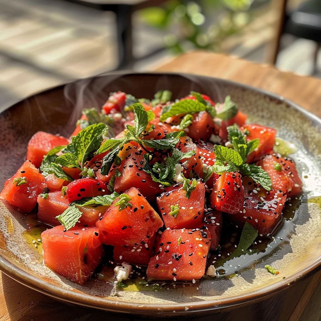 Watermelon Salad With Strawberries & Honey Lime Dressing image 4
