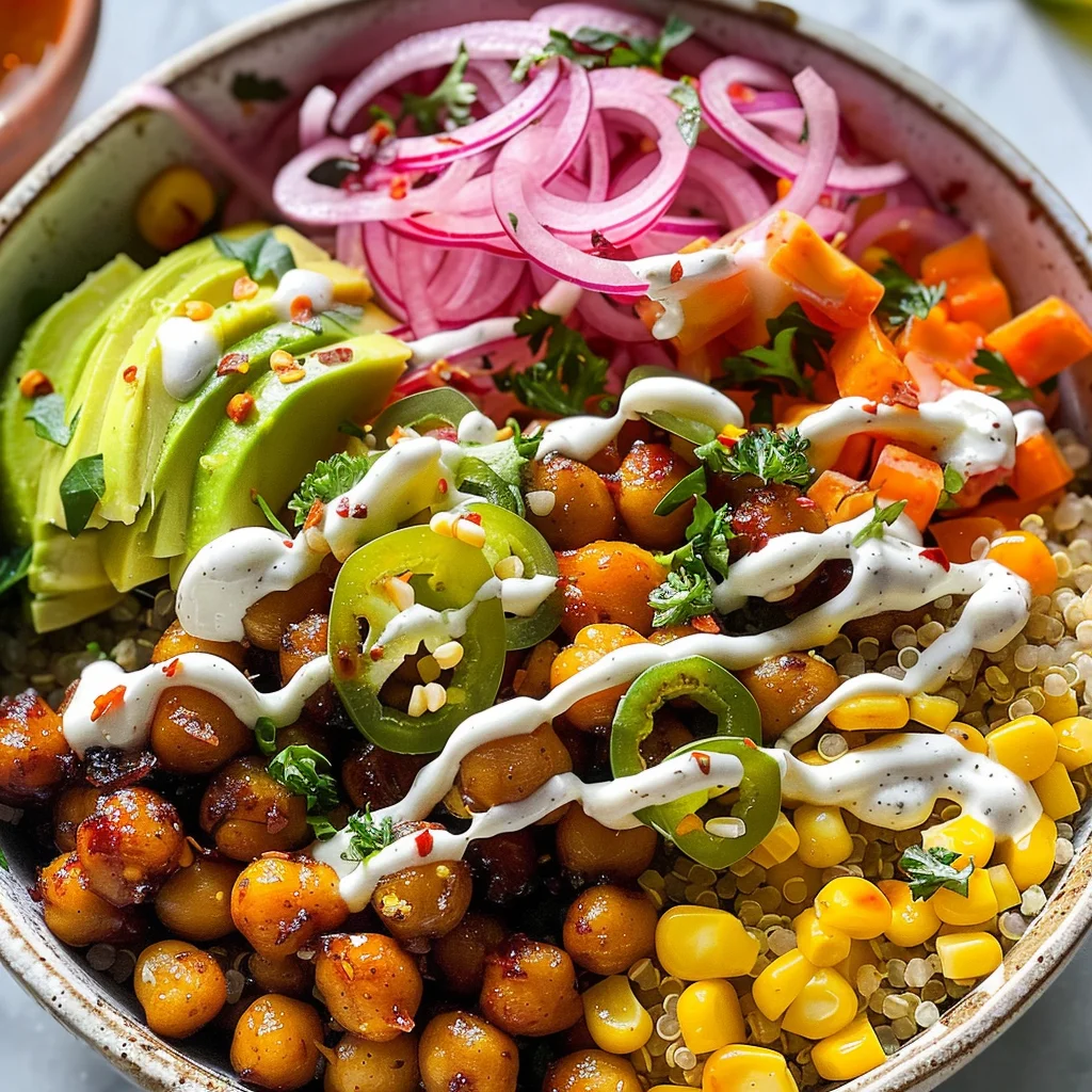 BBQ Ranch Chickpea Quinoa Bowls