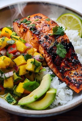 BBQ Salmon Bowls with Mango Avocado Salsa