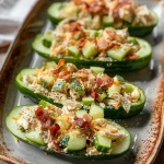 Bacon Ranch Chicken Salad Cucumber Boats