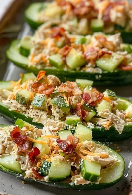 Bacon Ranch Chicken Salad Cucumber Boats