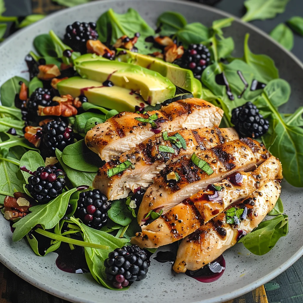Blackberry Basil Grilled Chicken Salad