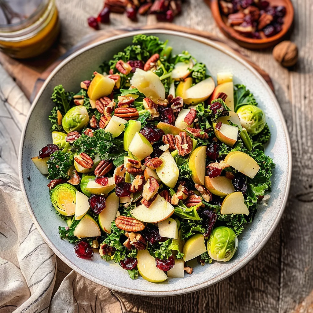 Brussels Sprout, Kale + Apple Salad with Sharp Cheddar + Bacon