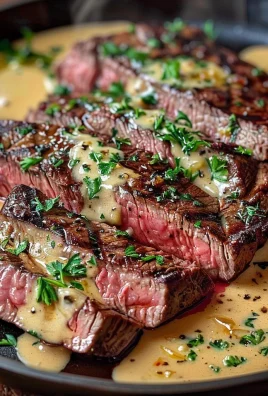 Cast Iron Bavette Steak with Whiskey Garlic Cream Sauce