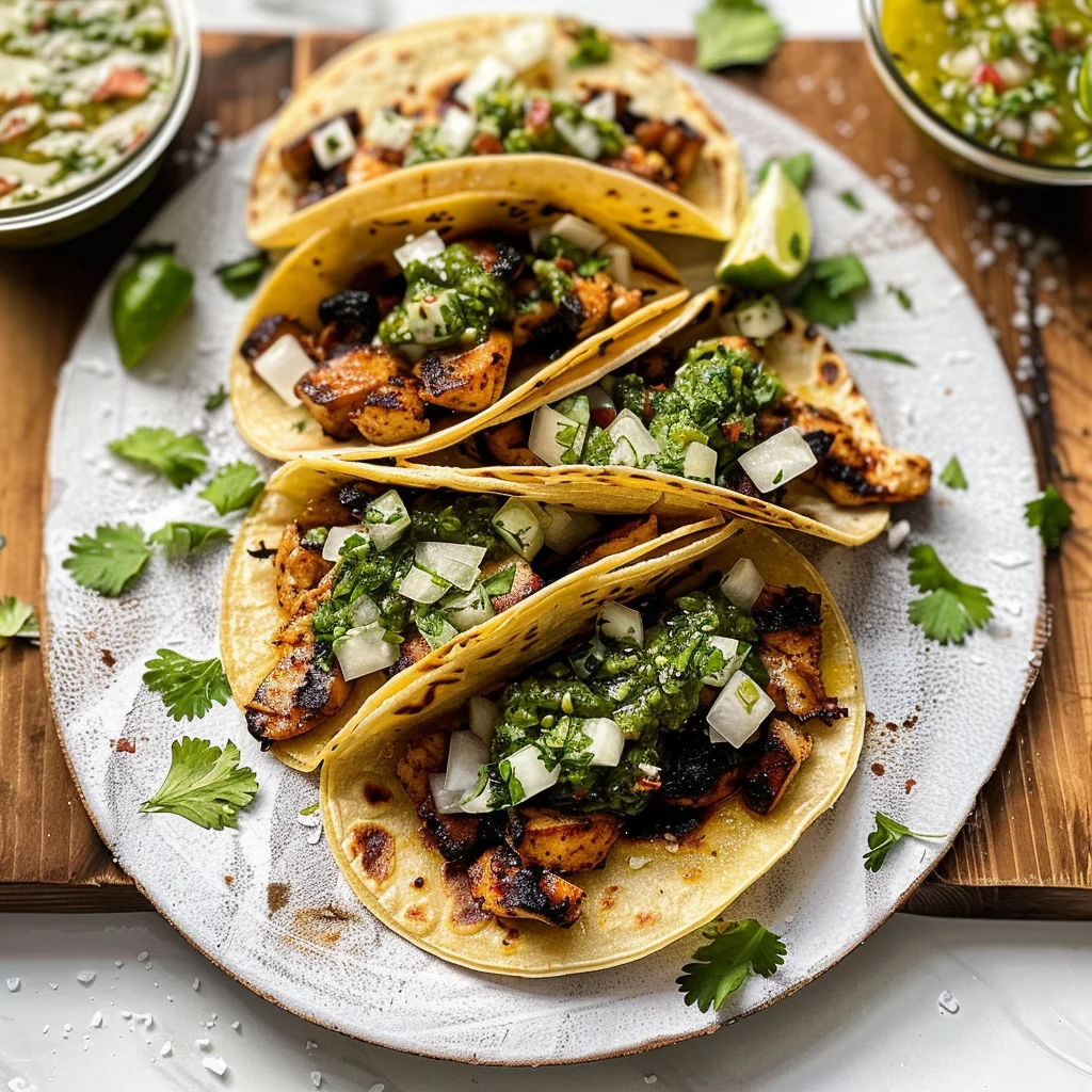 Charred Chile–Marinated Grilled Chicken Tacos