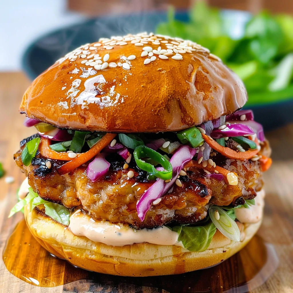 Chicken Teriyaki Burgers with Sesame Slaw