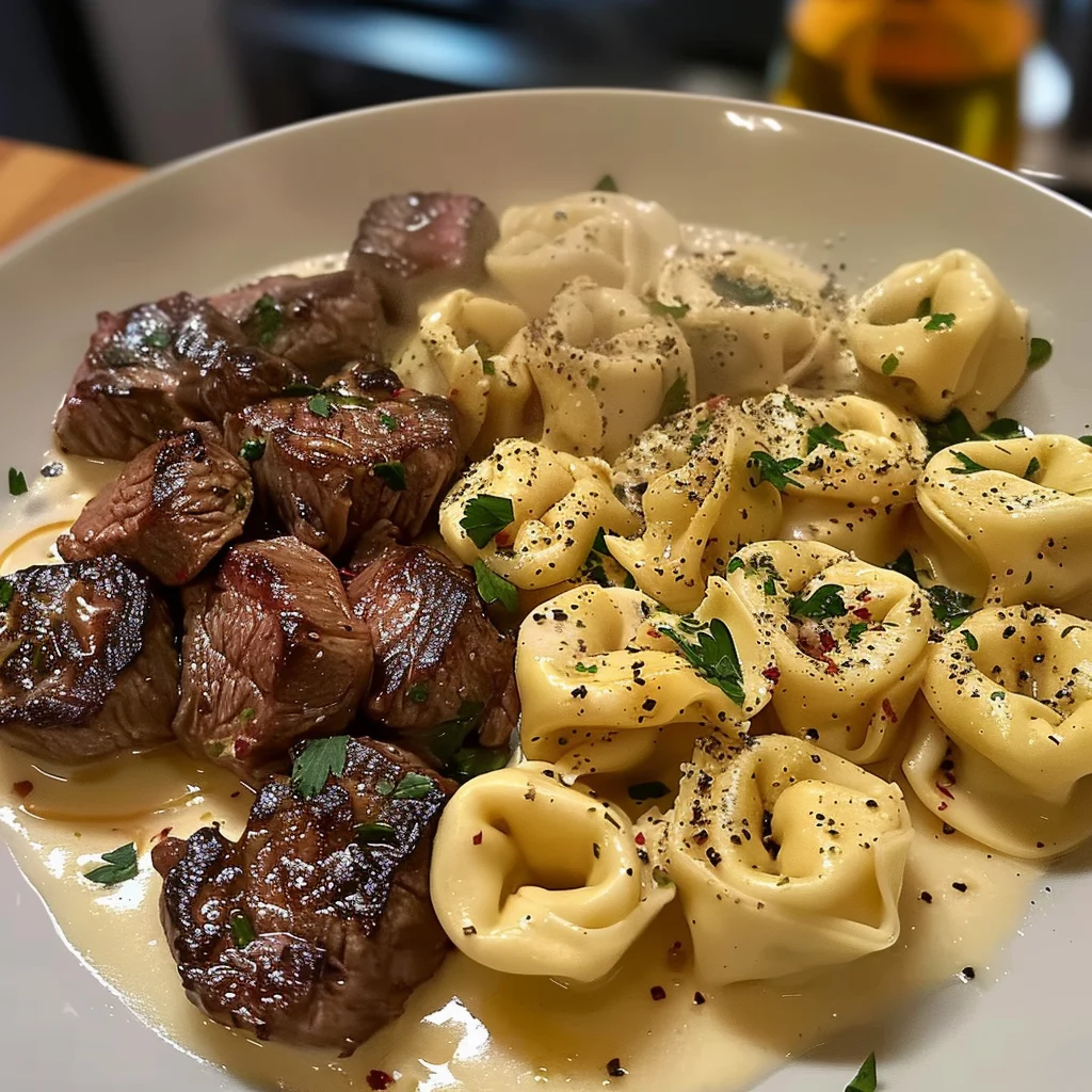 Cracked Garlic Steak Tortellini in Creamhouse Sauce Bliss