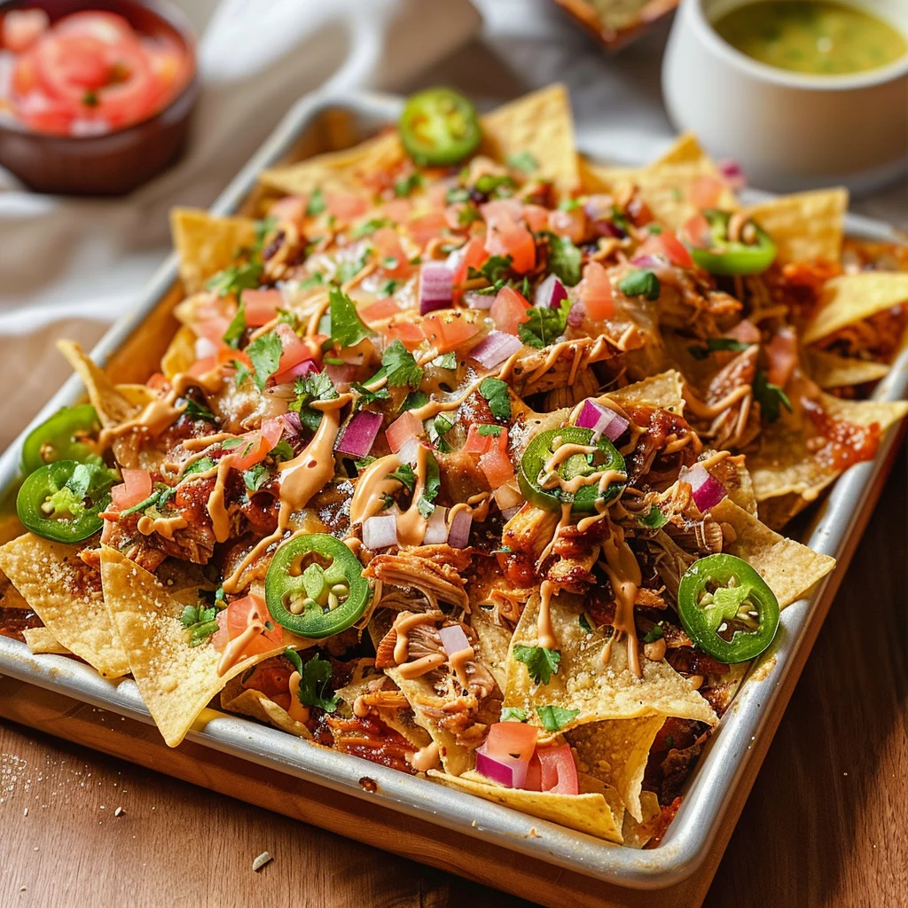 Easy Sheet Pan BBQ Chicken Nachos