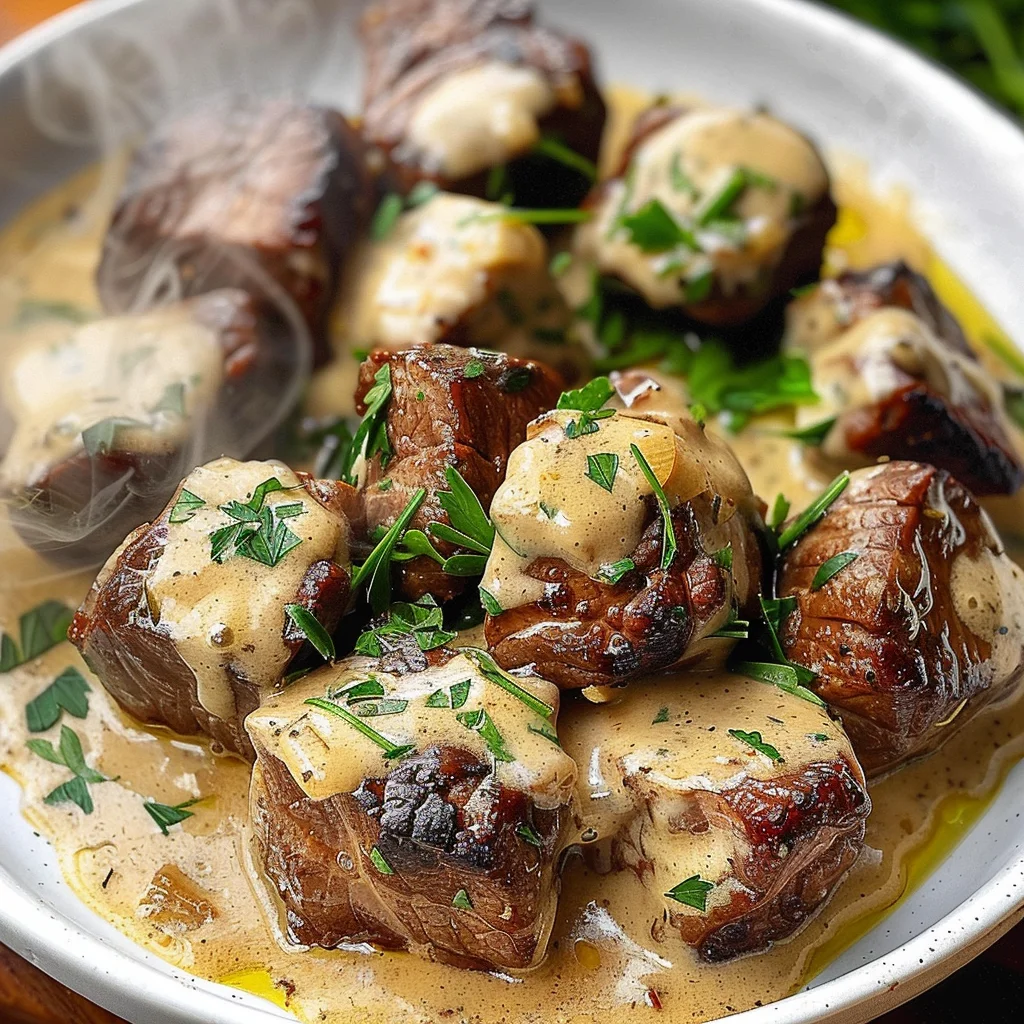 Garlic Butter Steak Bites with Parmesan Cream Sauce: A Flavorful, Easy Recipe