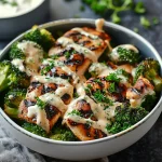 Grilled Chicken & Broccoli Bowls with Creamy Garlic Sauce