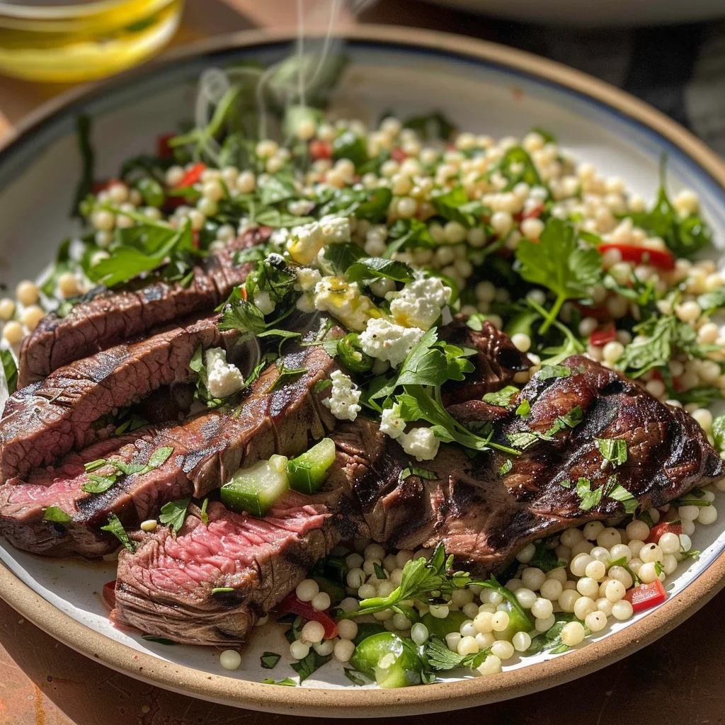 Grilled Skirt Steak with Lemon Herb Couscous Salad