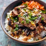 Korean BBQ Steak Rice Bowls with Spicy Cream Sauce