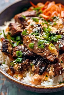 Korean BBQ Steak Rice Bowls with Spicy Cream Sauce
