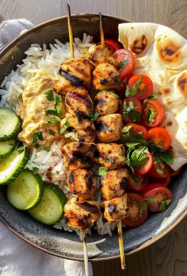 Mediterranean Bowl with Grilled Chicken Tawook Skewers
