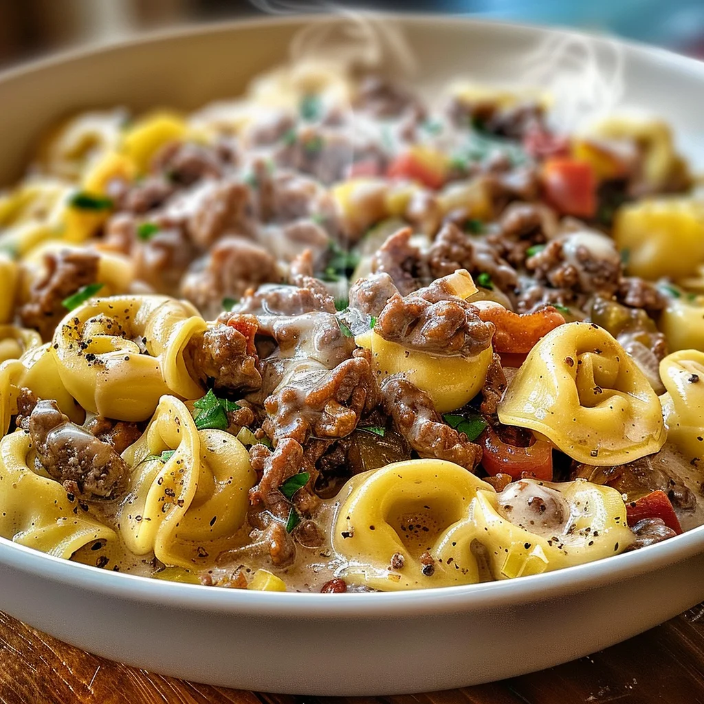 Philly Cheesesteak Tortellini Pasta