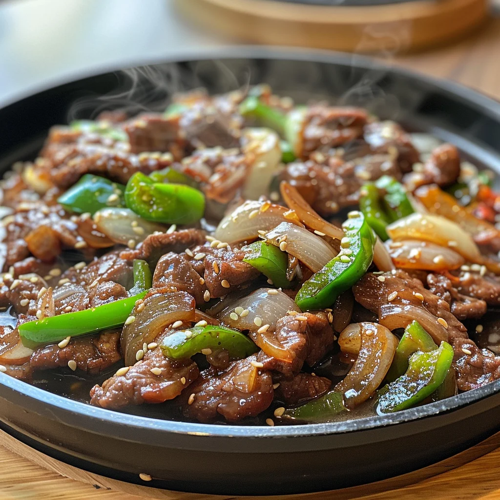 Sizzling Chinese Pepper Steak with Onions