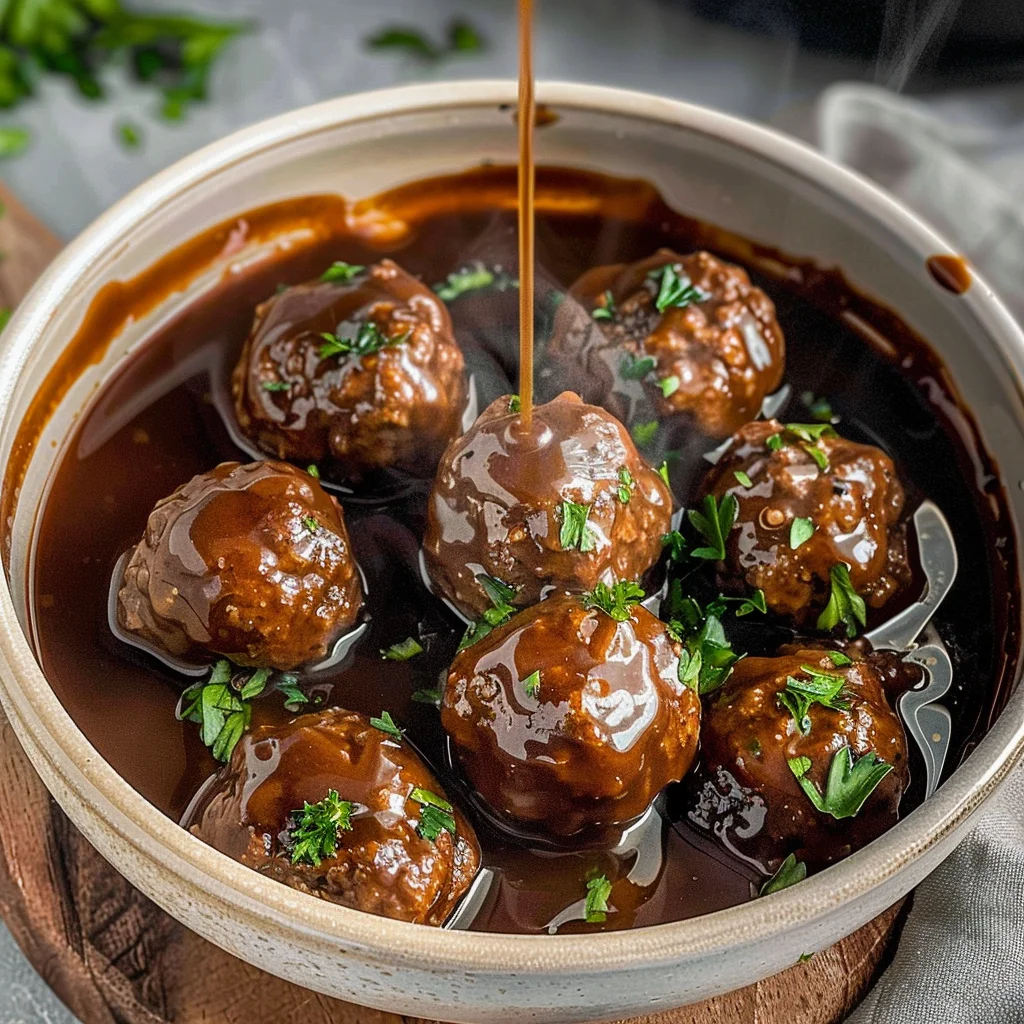 Slow Cooker Salisbury Steak Meatballs (Frozen Meatballs)