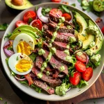 Steak Cobb Salad with Creamy Avocado Dressing {Whole30, Keto}