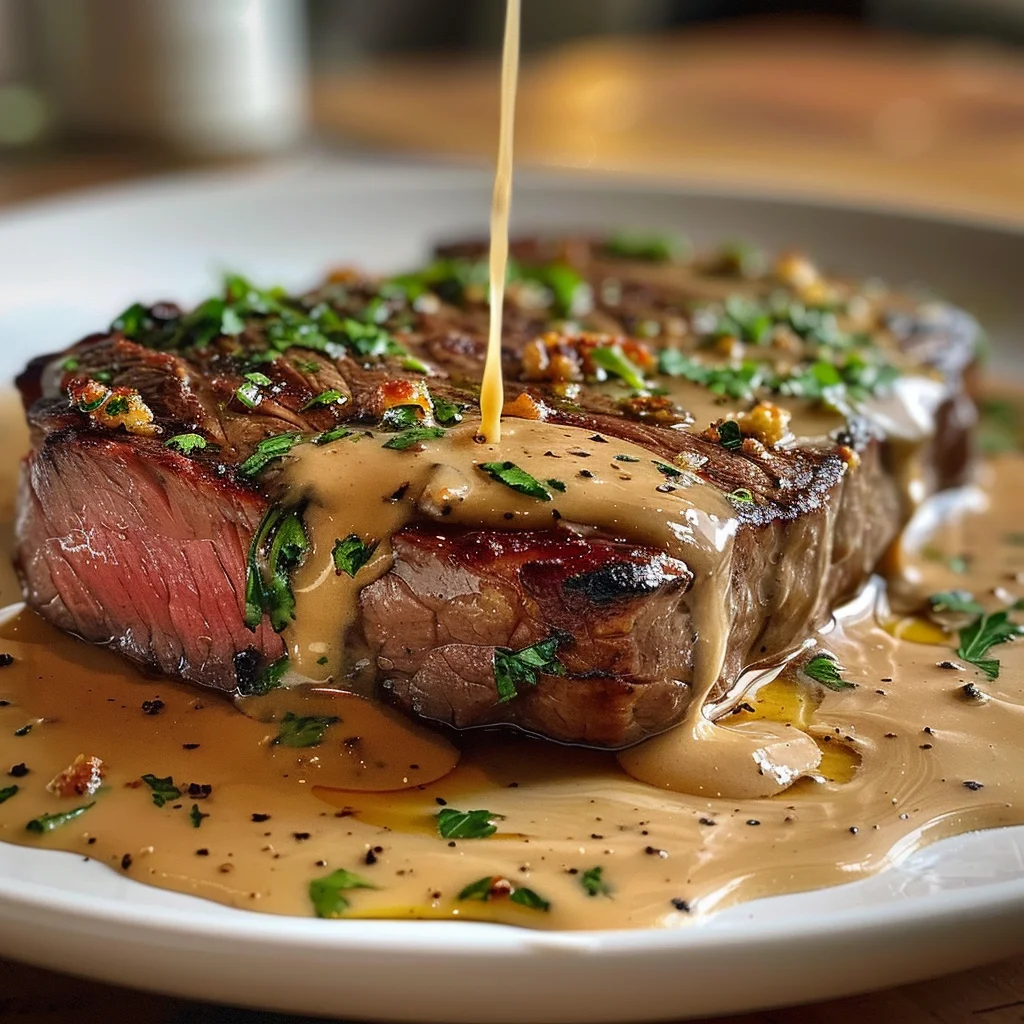 Steak With Haunted Bourbon Garlic Cream Sauce image 2