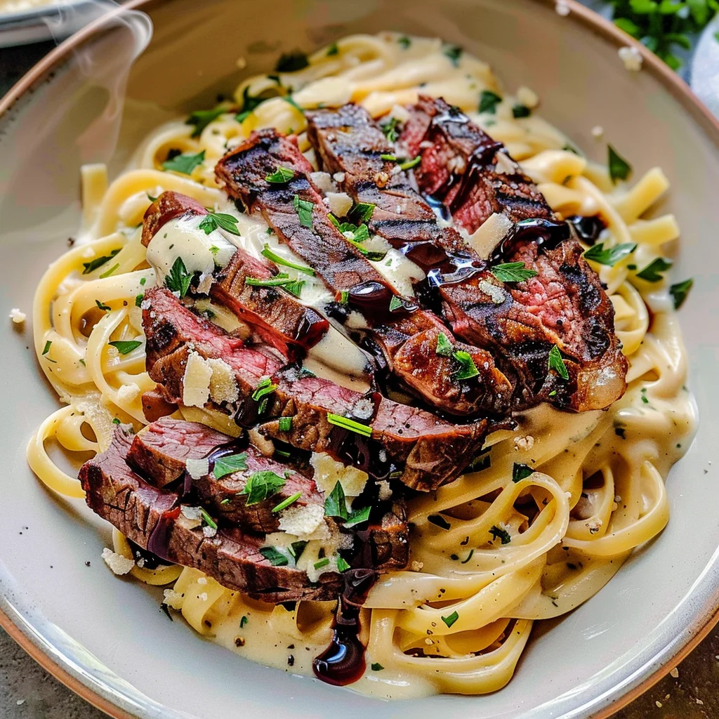 The Best Creamy Steak Pasta Alfredo Recipe