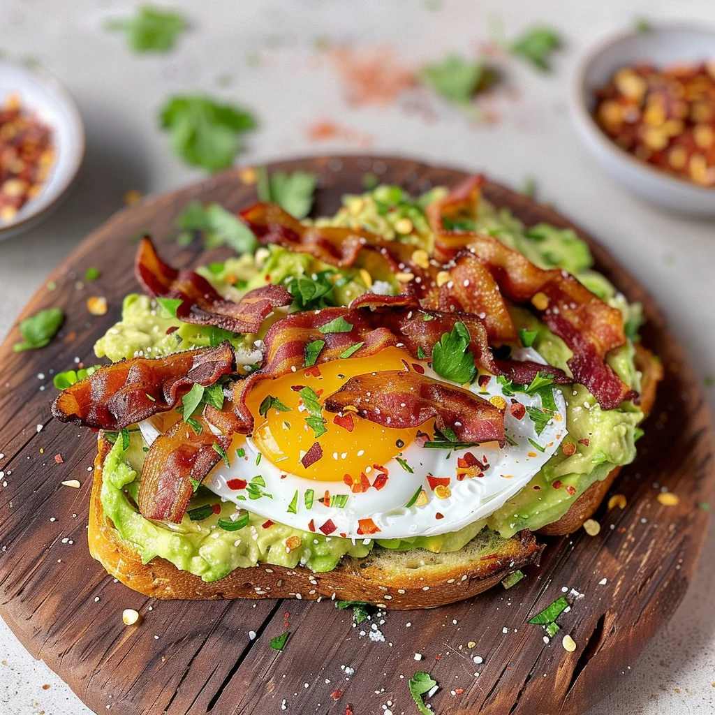 Bacon, Egg, and Avocado Toast 5 Steps Easy Delicious