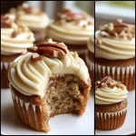 Banana Cinnamon Pecan Cupcakes with Cream Cheese Frosting