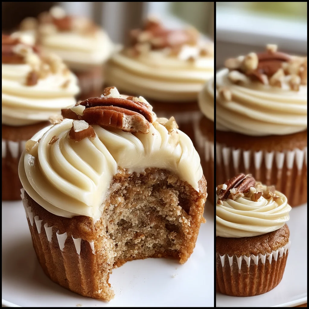 Banana Cinnamon Pecan Cupcakes with Cream Cheese Frosting