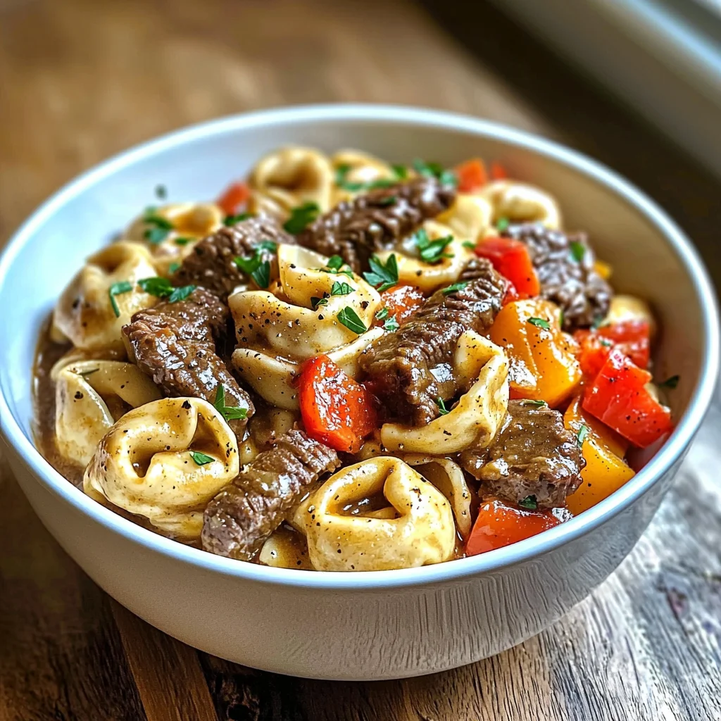 Cheesesteak Tortellini in Rich Provolone Sauce image 2