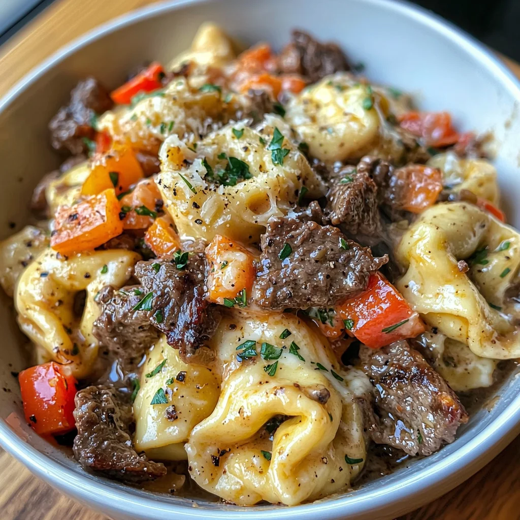 Cheesesteak Tortellini in Rich Provolone Sauce image 3