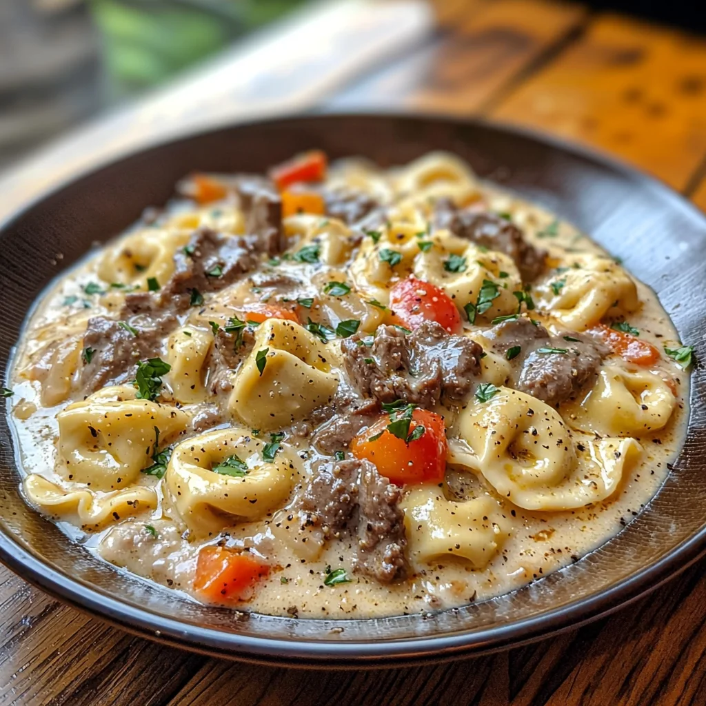 Cheesesteak Tortellini in Rich Provolone Sauce image 4