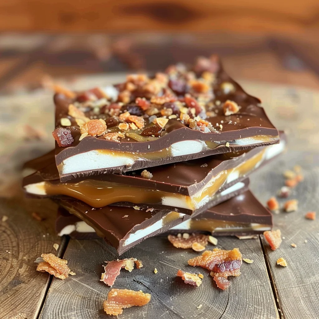 Chocolate, Caramel, Marshmallow, Whiskey & Bacon Bark