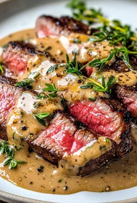 French Seared Steak with Cognac Cream Sauce