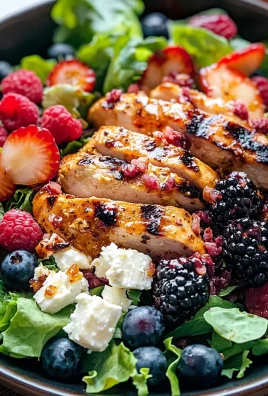 Grilled Berry Feta Chicken Salad with a Sweet Chipotle Dressing