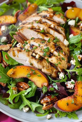 Grilled Chicken, Peach, Pecan and Goat Cheese Salad with Basil Vinaigrette