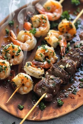 Grilled Steak and Shrimp Skewers with Garlic Butter