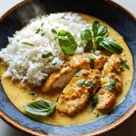 Spiced Coconut Basil Chicken with Rice: A Flavorful Delight