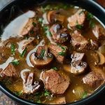 Steak and Ale Soup with Mushrooms