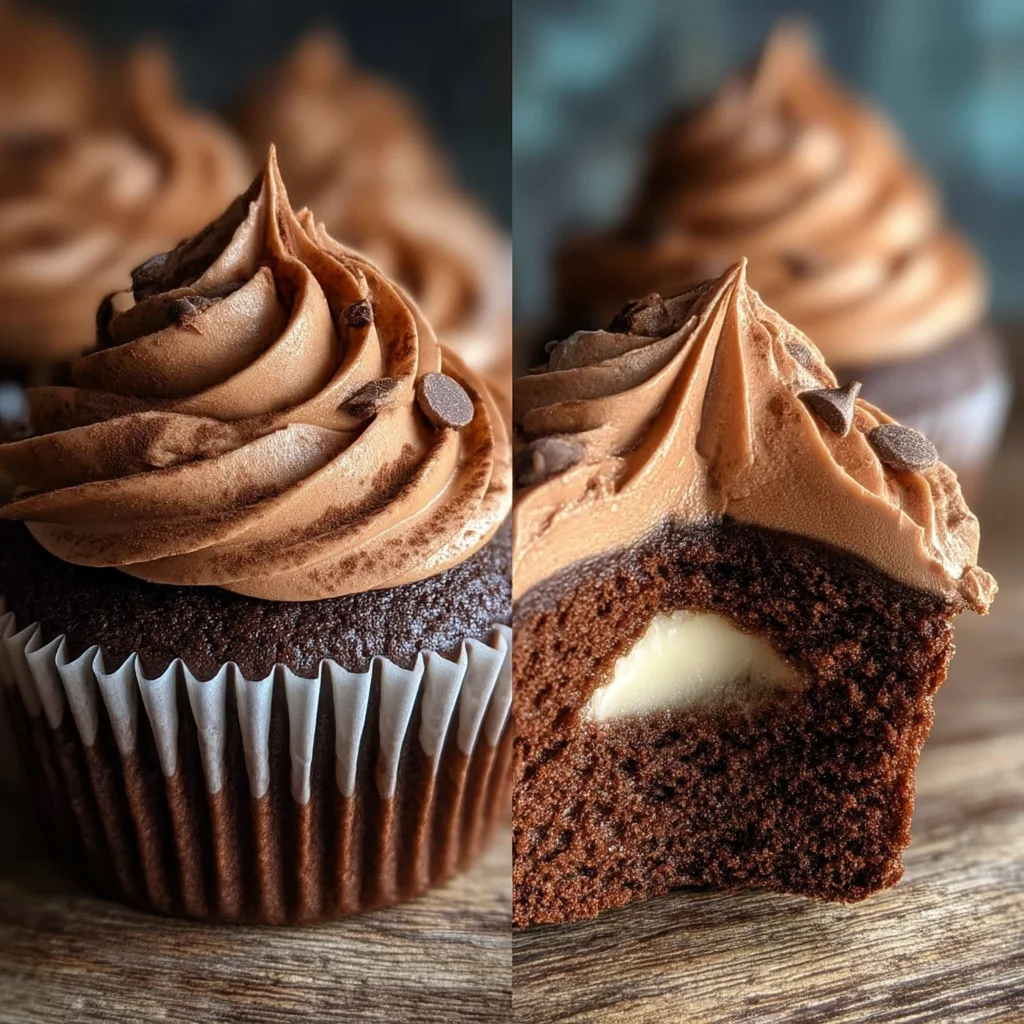 Swirled Chocolate Cupcakes with Creamy Chocolate Filling