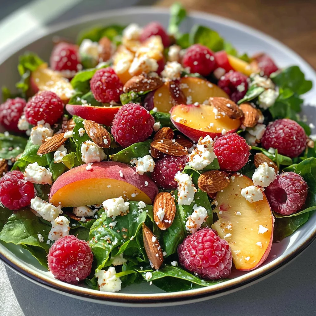 White Peach Raspberry Almond Salad