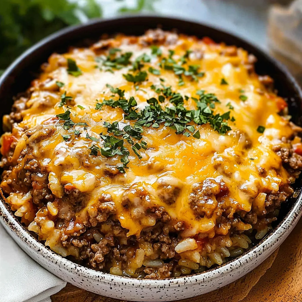 Cheesy Hamburger Rice Casserole