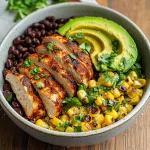 Chipotle Chicken Bowl with Black Beans, Corn, & Creamy Sauce