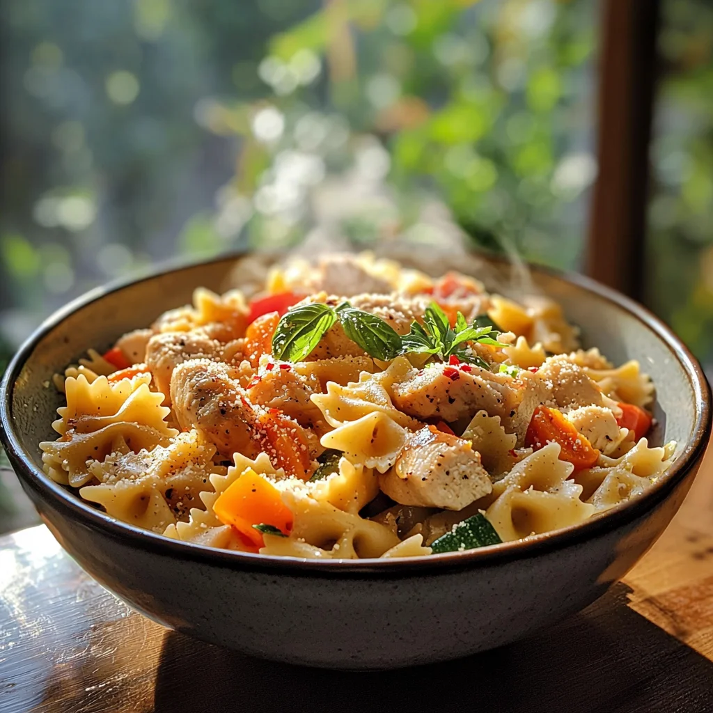 Creamy, Spicy Chicken Pasta with Summer Vegetables image 2