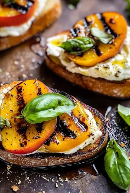 Grilled Peach and Burrata Crostini
