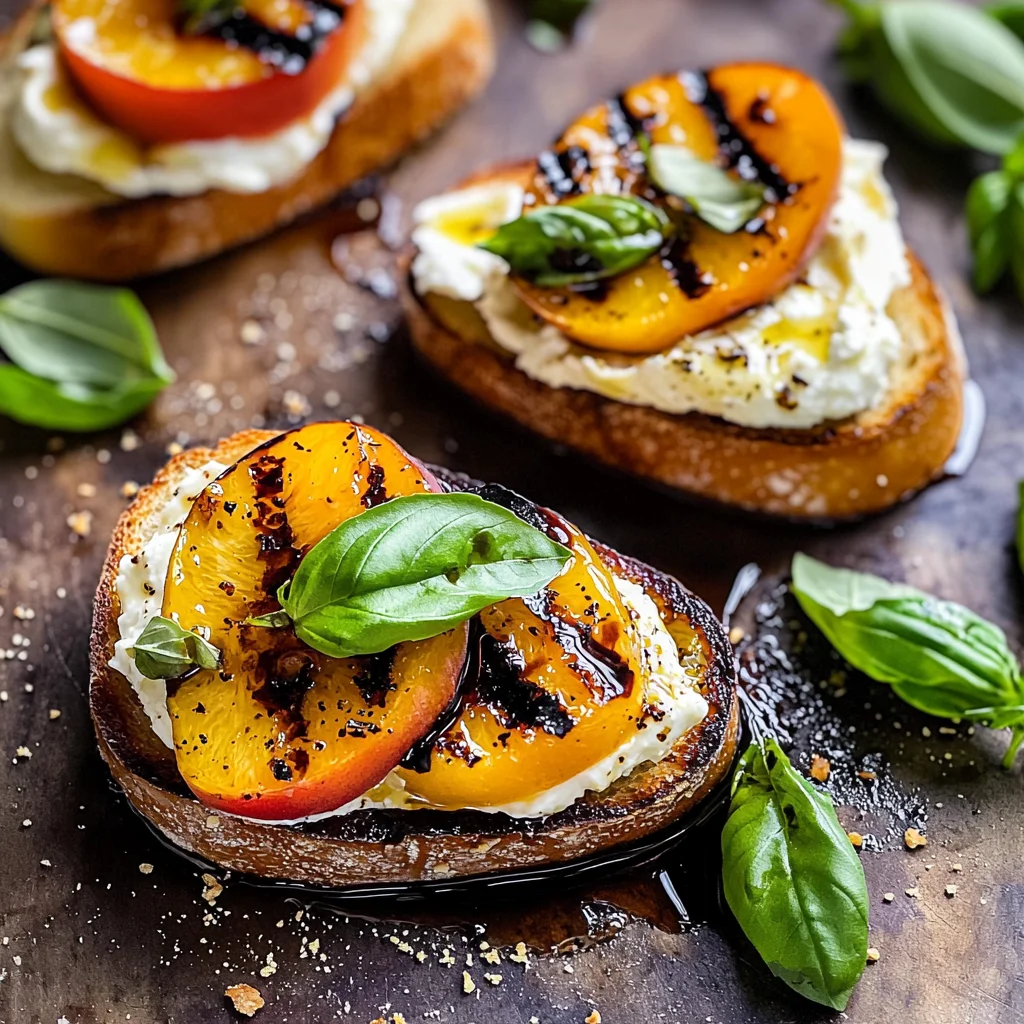 Grilled Peach and Burrata Crostini